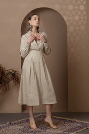 Natural Linen Dress With Collar