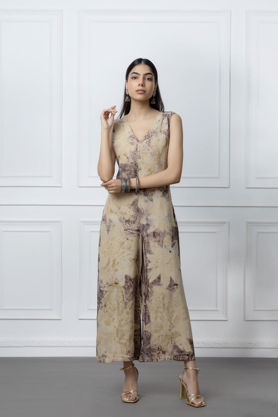 Organic Herbal Print Linen Jumpsuit