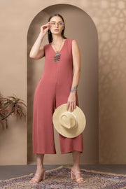 Dusty Rose Cotton Gauze Jumpsuit