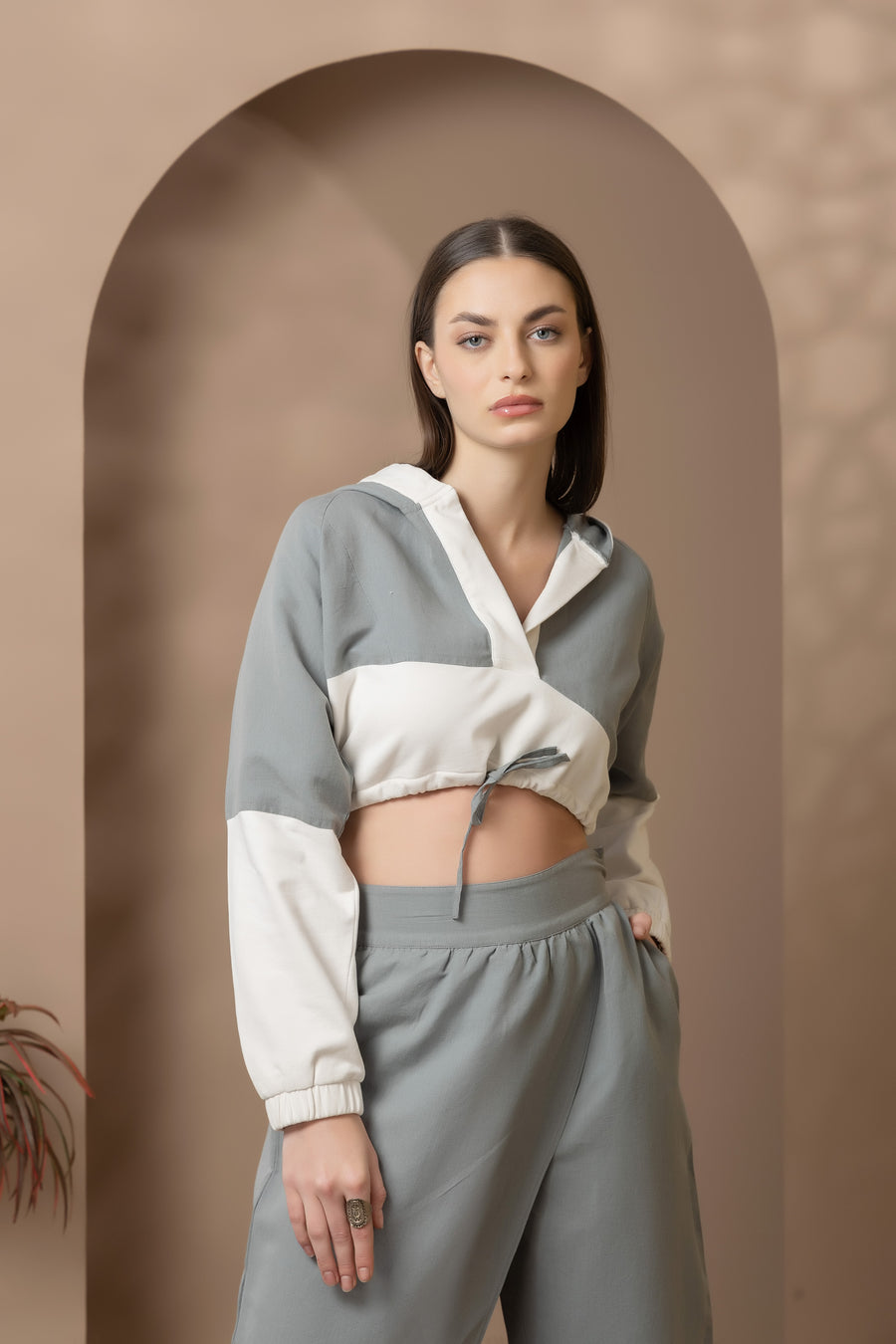 Sea Green Linen/Fleece Combo Co-Ord Set