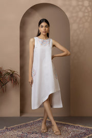 Multi-Colour Embroidered White Dress