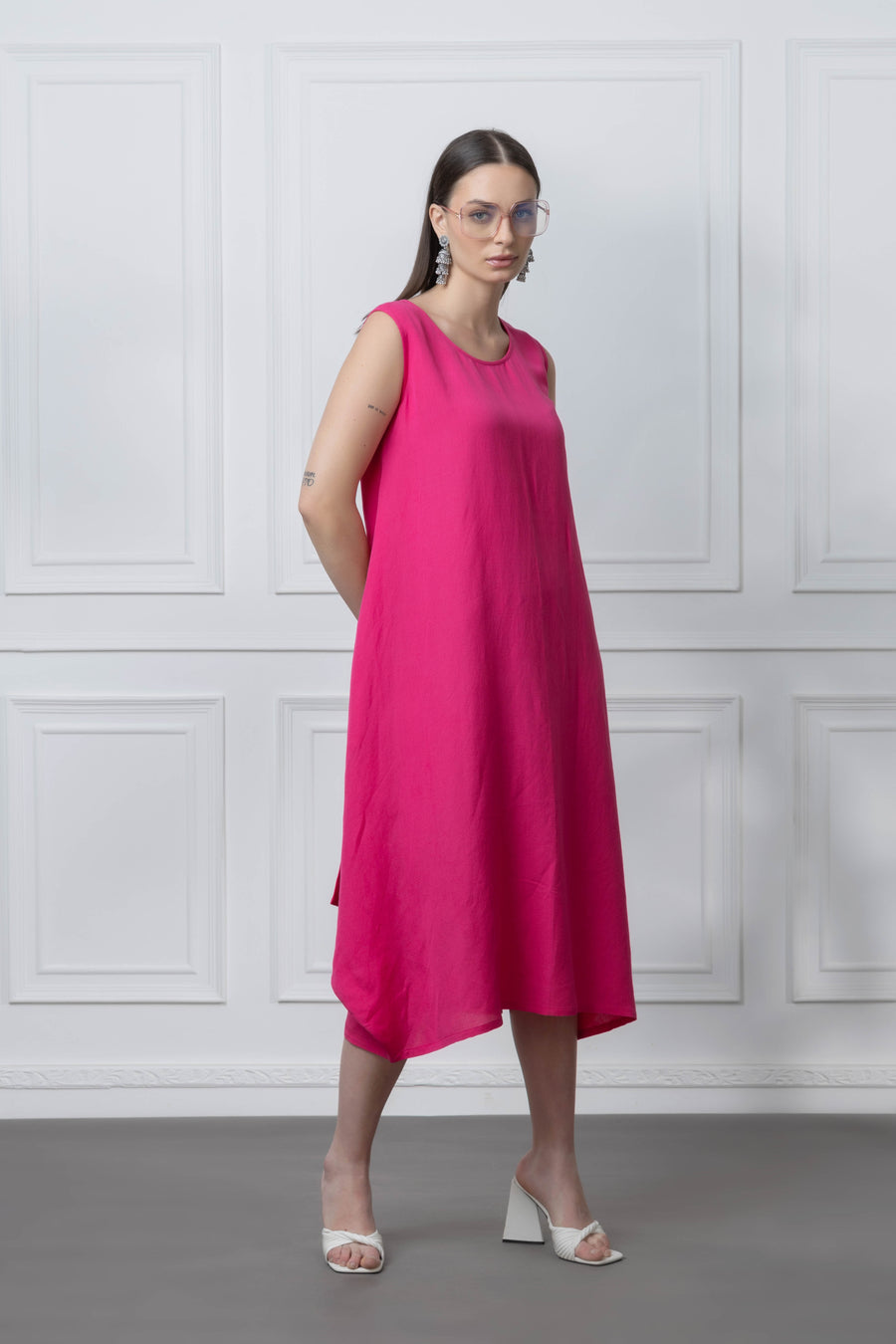 Dark Pink Linen Dress