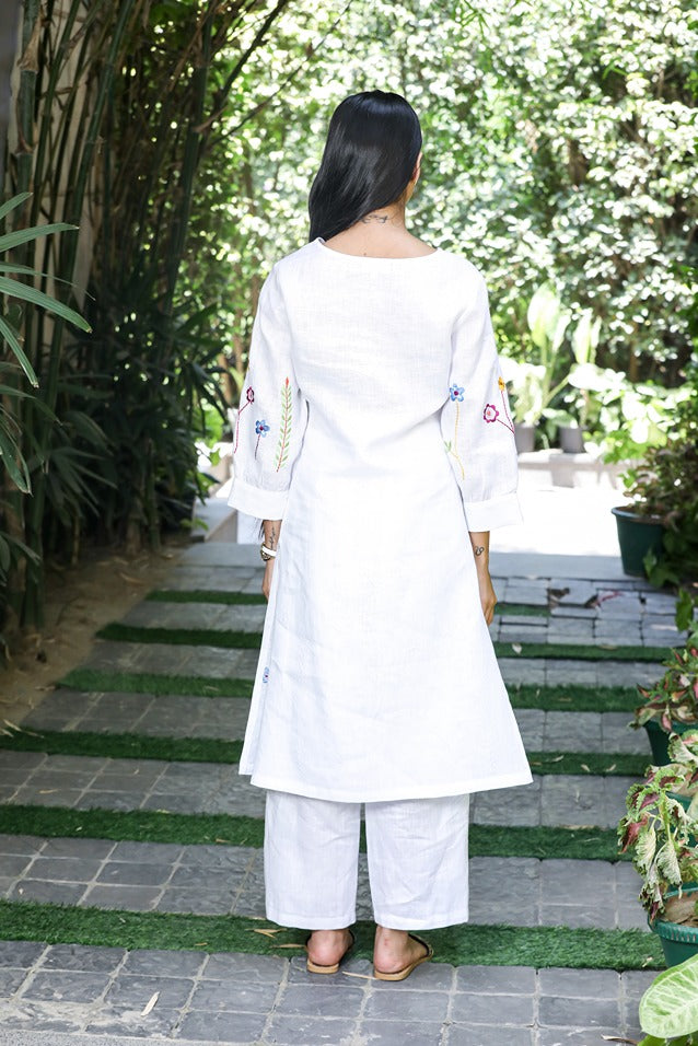 Embroidered White Co-Ord Set