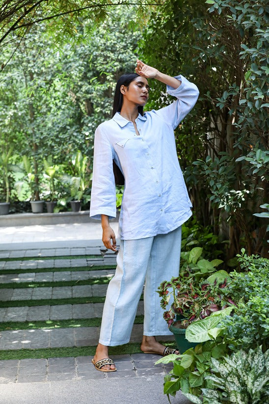 Light Blue Embroidered Shirt