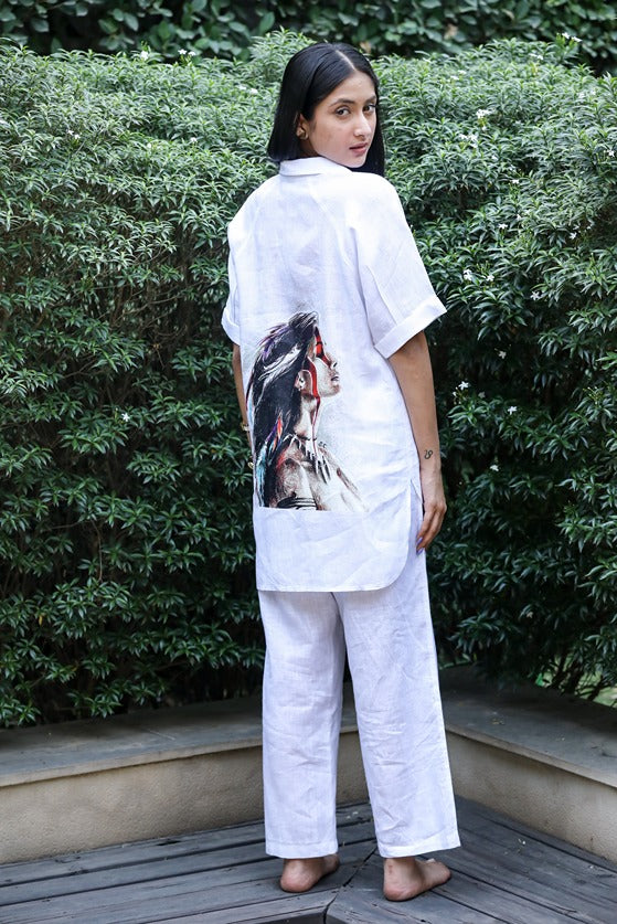 Artistic Back Print Half Sleeves Shirt