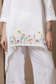 White Linen Embroidered Co-Ord Set