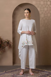 White Linen Embroidered Co-Ord Set