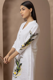 Palm Print Linen Dress