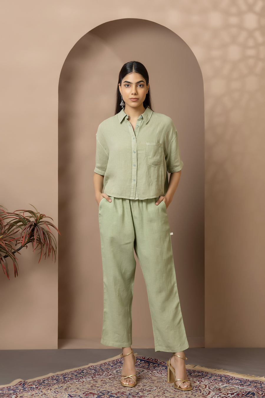 Sage Green Linen Co-Ord Set