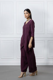 Wine Colour Linen Co-Ord Set