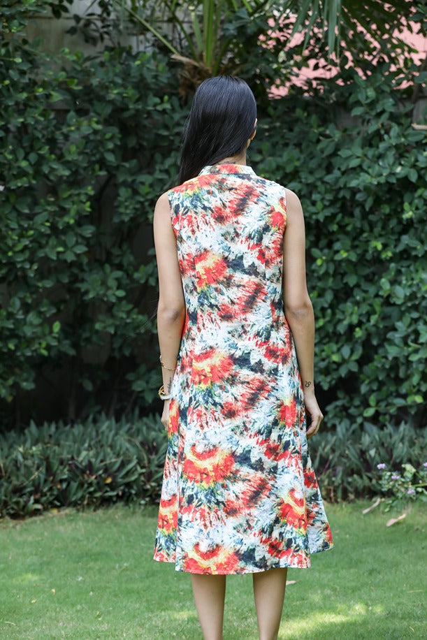 Linen Dress With Colourful Print