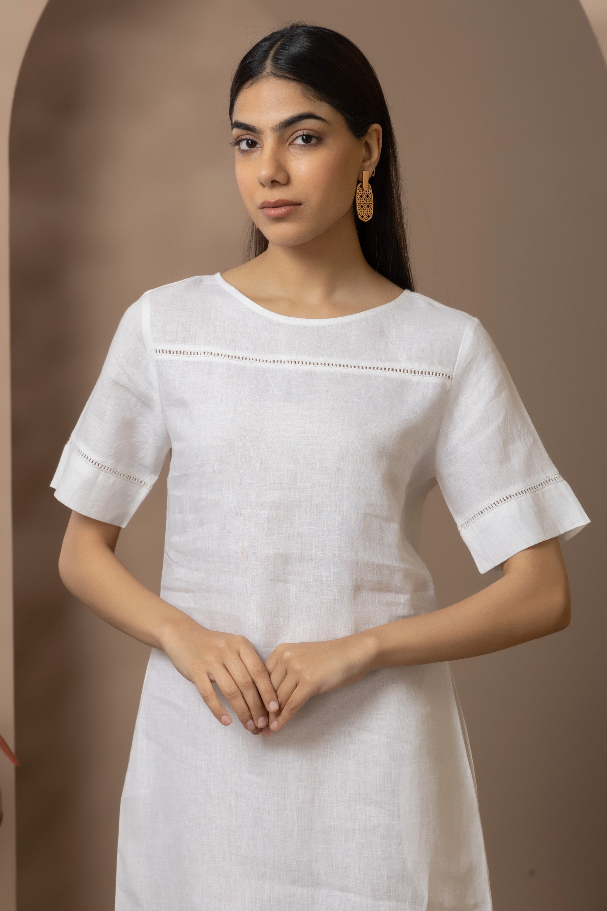 Ladder Lace White Dress