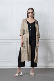 Leaf Print Linen Shrug