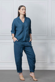 Dark Blue Linen Co-Ord Set