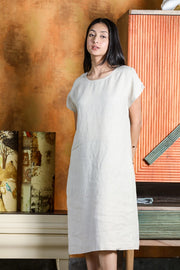 Natural Linen Round Neck Dress