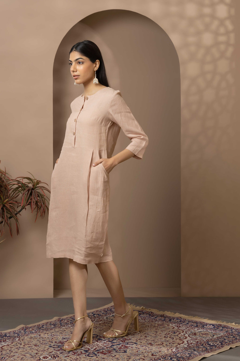 Peach Knee Length Dress
