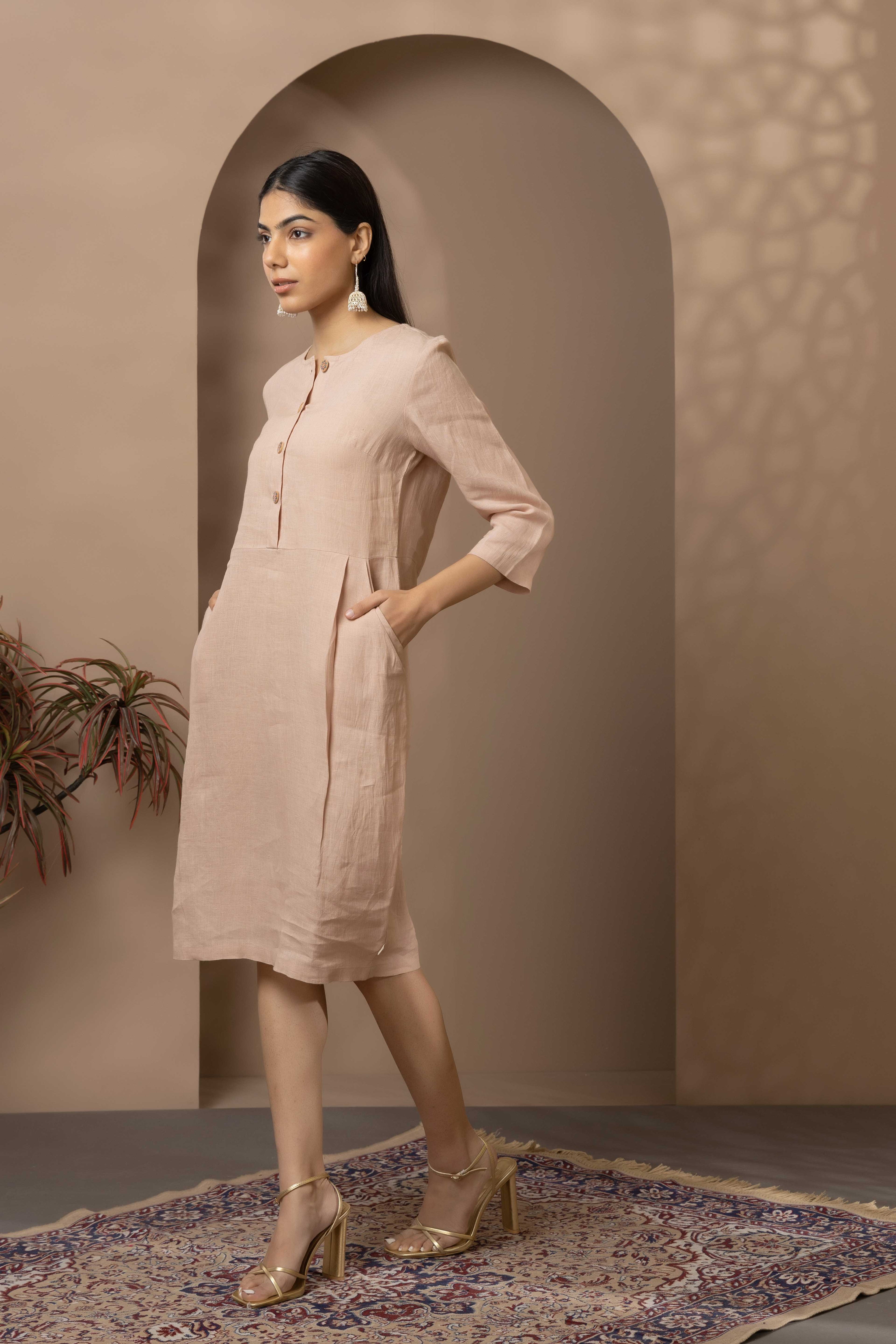 Peach Knee Length Dress