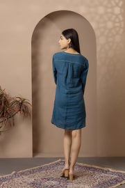 Dark Blue Linen Dress