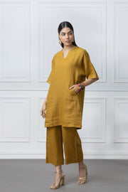 Mustard Linen 2 Pc Co Ord Set