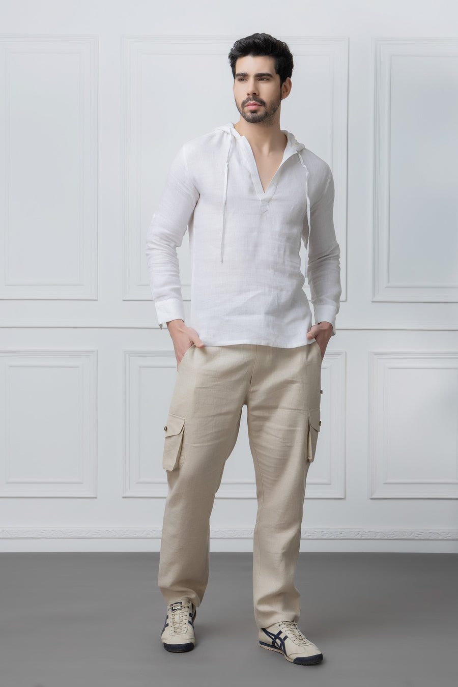 Natural Linen Cargo Pants