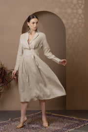 Natural Linen Dress With Collar