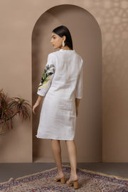 Palm Print Linen Dress