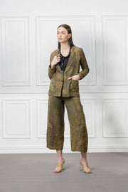 Forest Green Linen Blazer Set