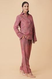 Rose Pink Eco Friendly Printed Linen Co- Ord Set