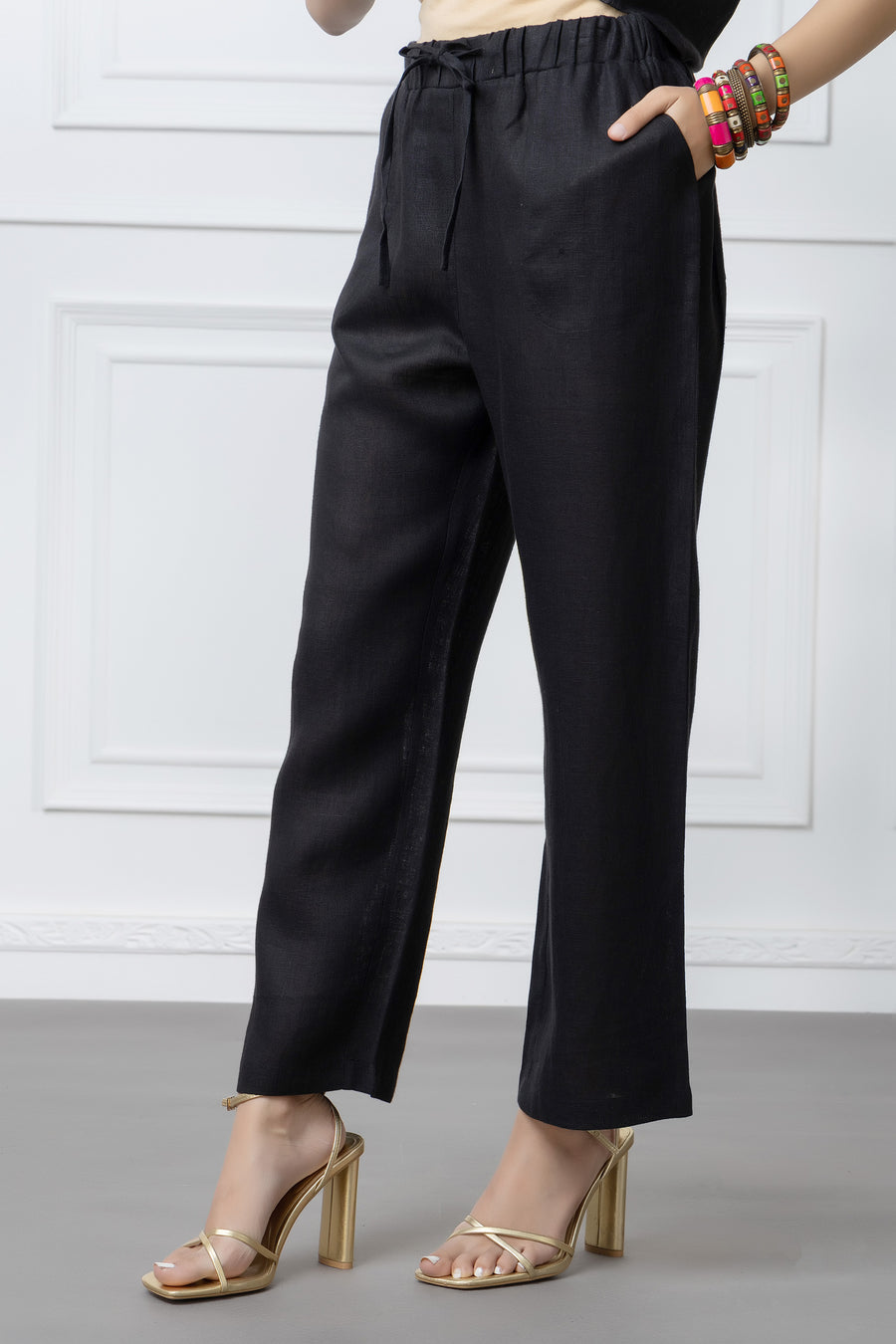 Black Linen Pants With Pockets