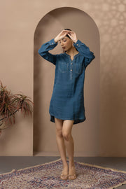 Dark Blue Linen Dress