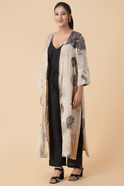 Leaf Print Linen Shrug