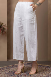 White Linen Straight Pants