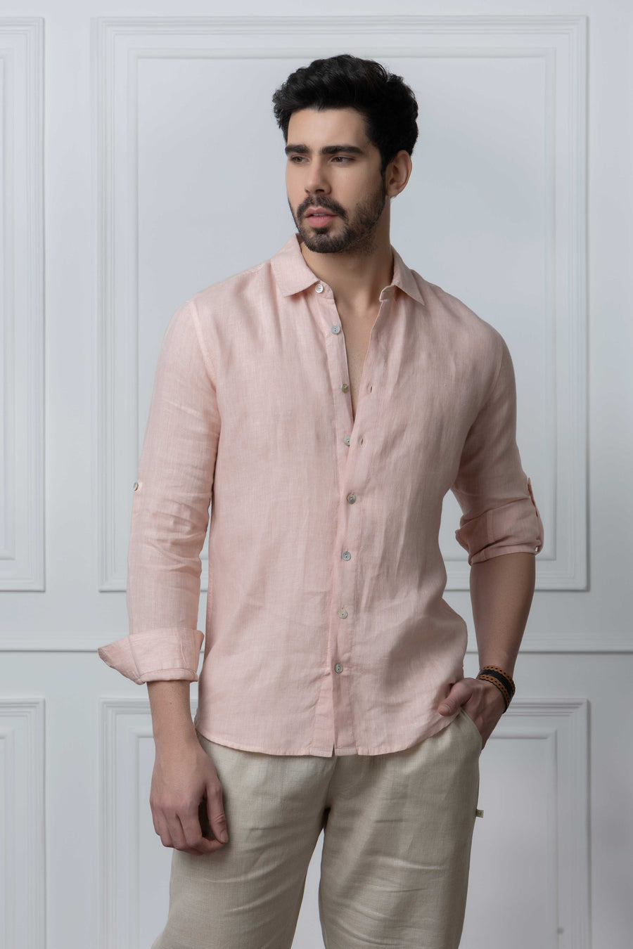 Rose Salmon Linen Shirt