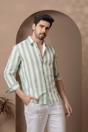 Coral Green Striped Shirt