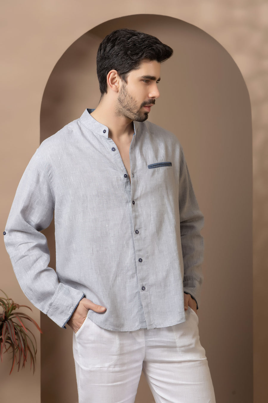 Grey Men's Linen Shirt