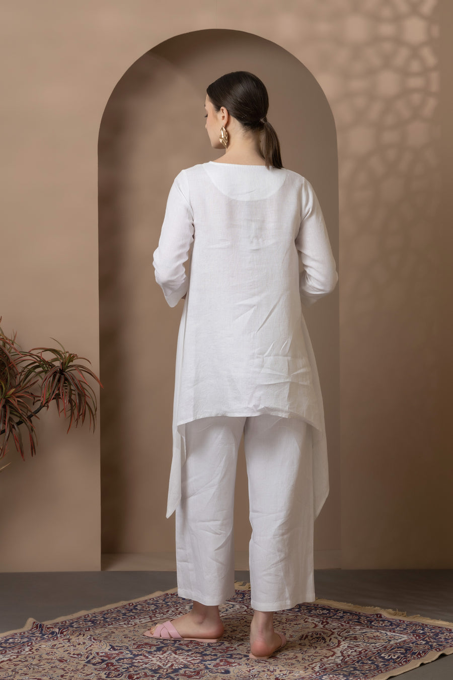 White Linen Embroidered Co-Ord Set