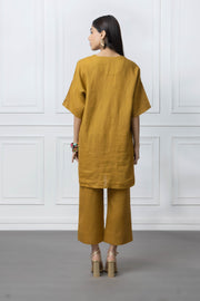 Mustard Linen 2 Pc Co Ord Set