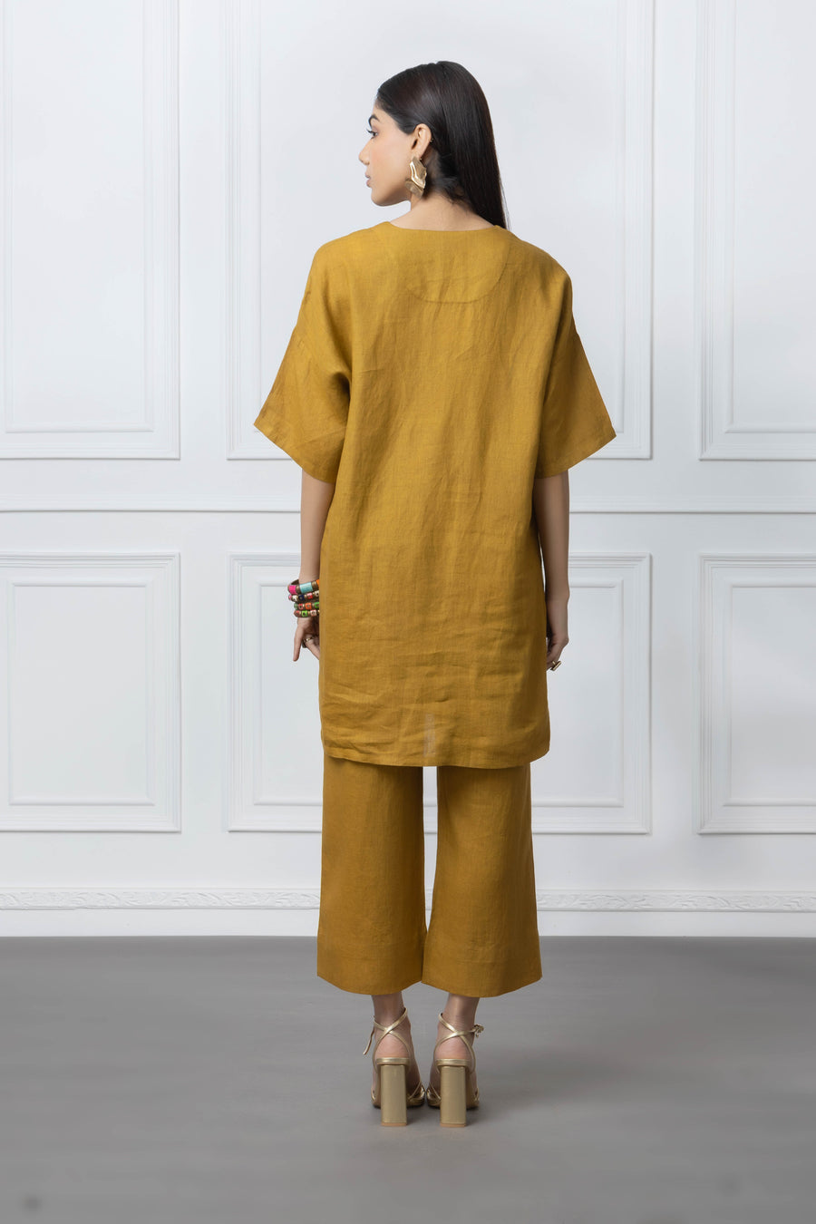 Mustard Linen 2 Pc Co Ord Set