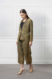 Forest Green Linen Blazer Set