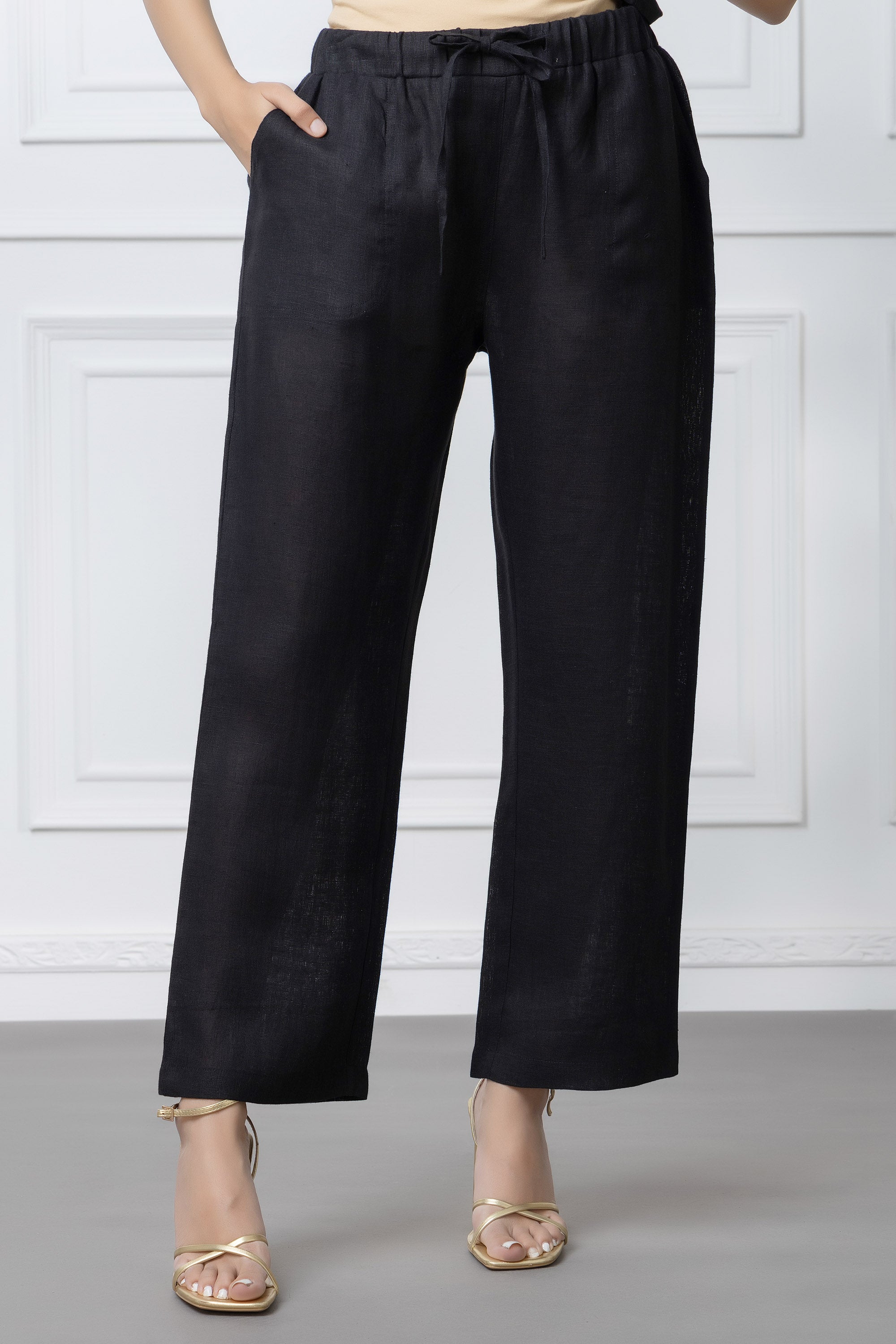 Black Linen Pants With Pockets