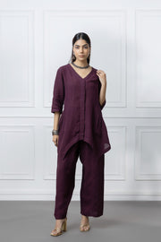 Wine Colour Linen Co-Ord Set