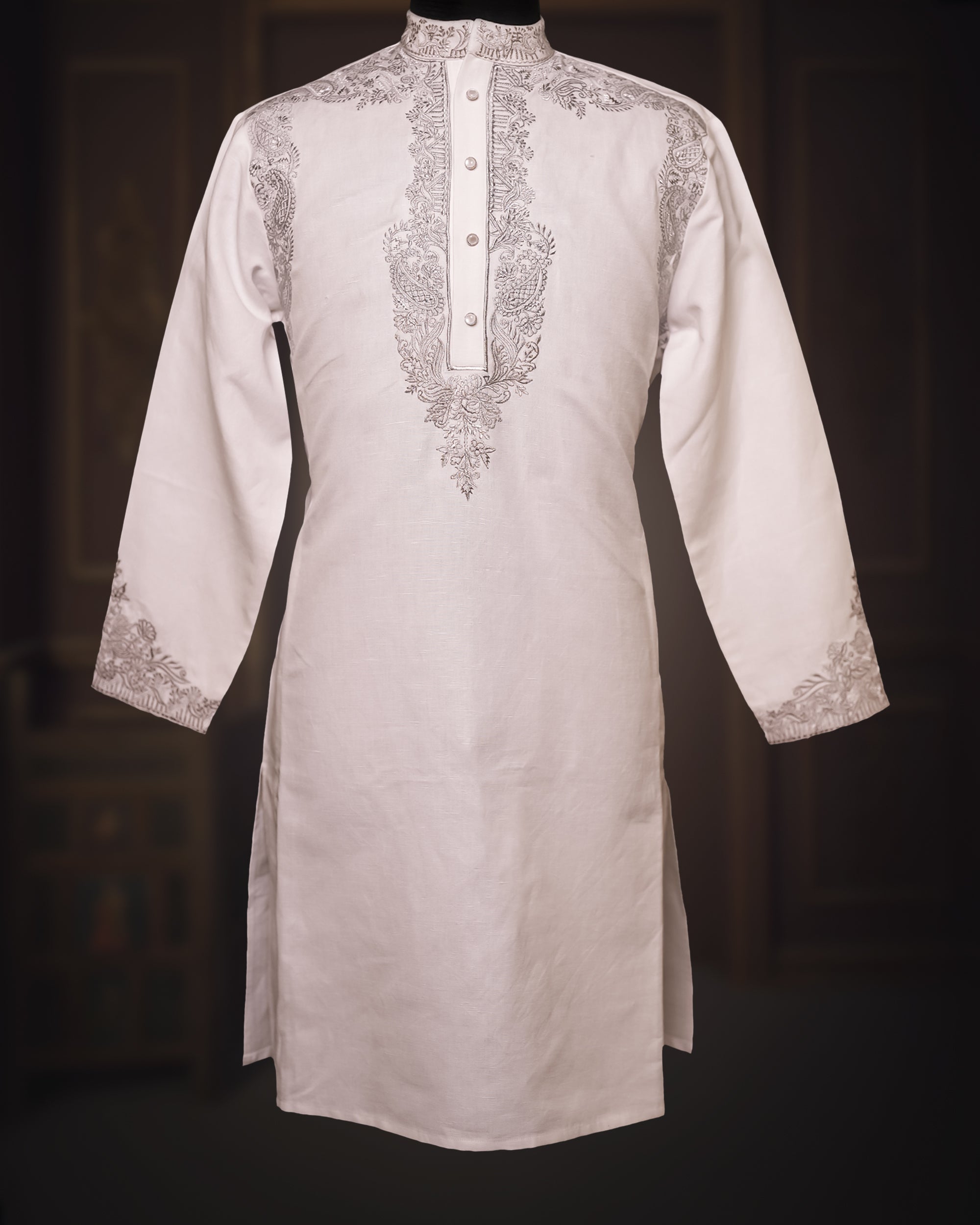 White Chanderi Kurta