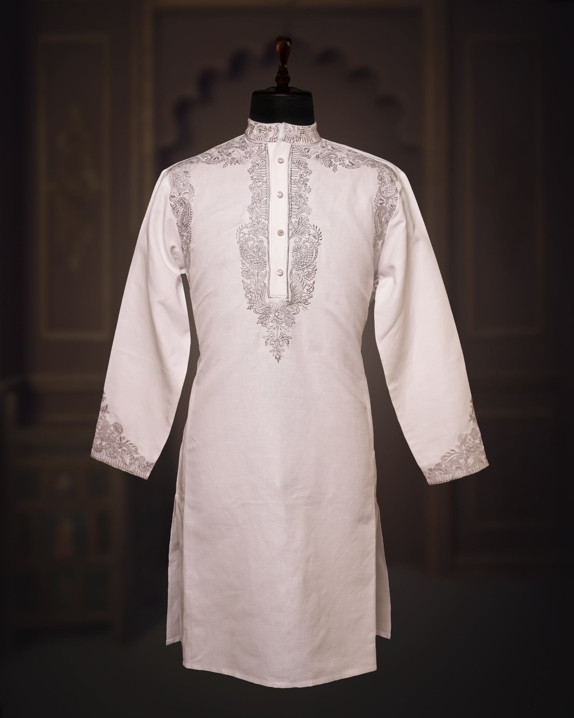 White Chanderi Kurta