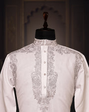 White Chanderi Kurta