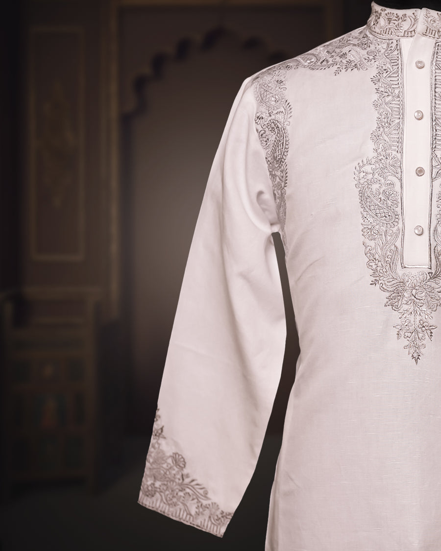 White Chanderi Kurta