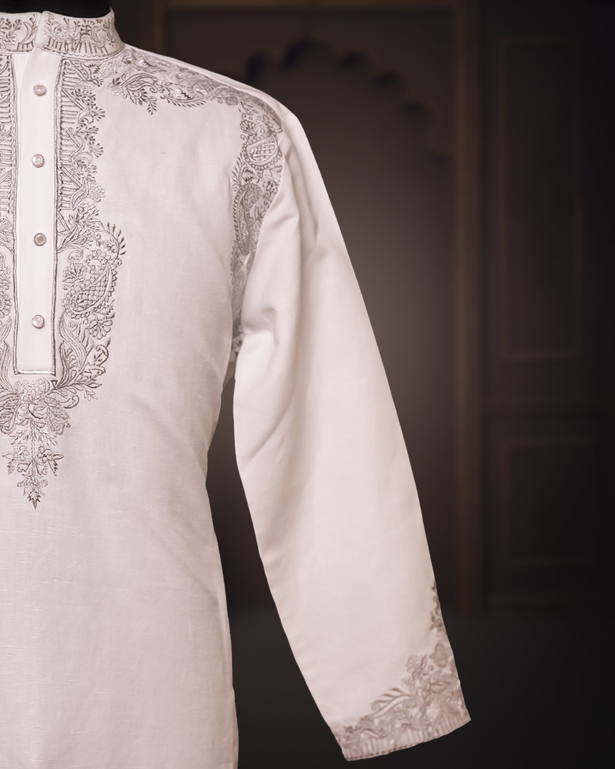 White Chanderi Kurta