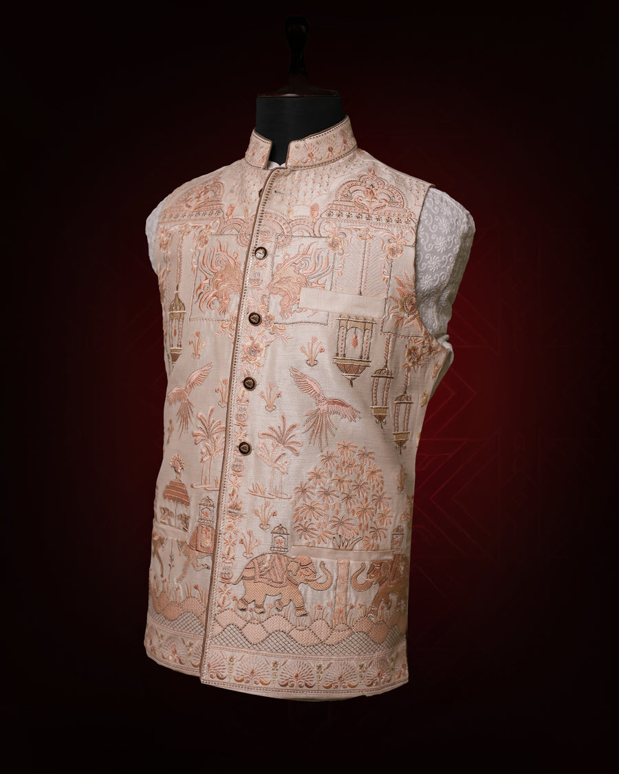 Ivory Rajputana Nehru Jacket