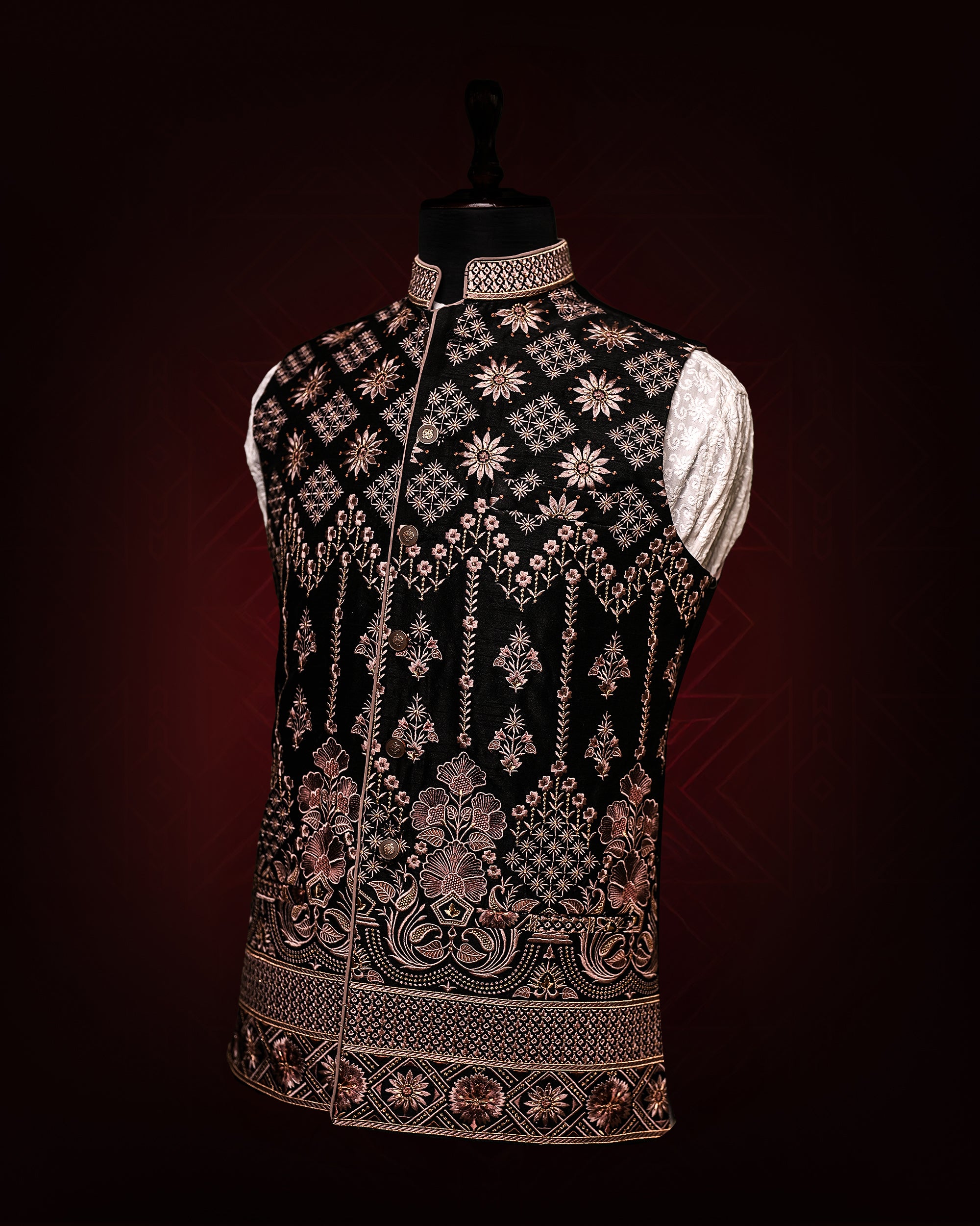 Midnight Orchid Nehru Jacket